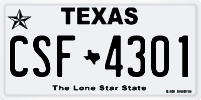 TX license plate CSF4301
