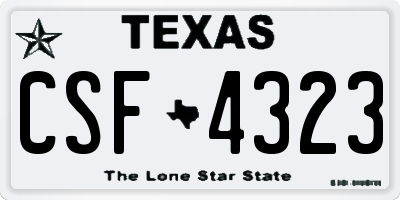 TX license plate CSF4323