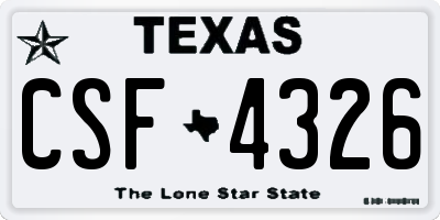 TX license plate CSF4326
