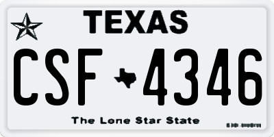 TX license plate CSF4346