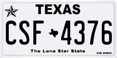 TX license plate CSF4376