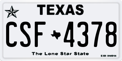TX license plate CSF4378