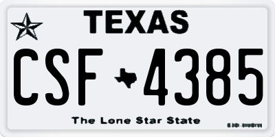 TX license plate CSF4385