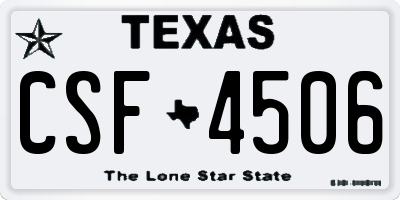TX license plate CSF4506