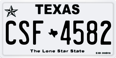 TX license plate CSF4582