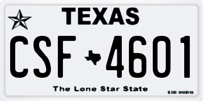 TX license plate CSF4601