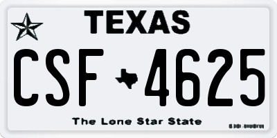TX license plate CSF4625