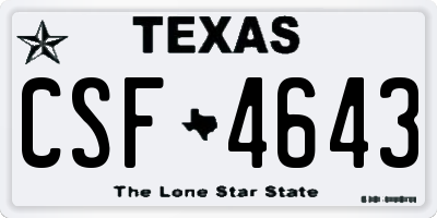 TX license plate CSF4643
