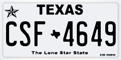 TX license plate CSF4649