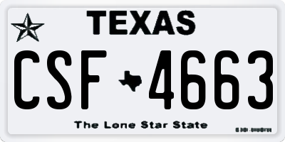 TX license plate CSF4663