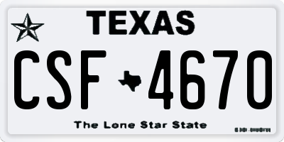 TX license plate CSF4670