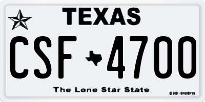 TX license plate CSF4700