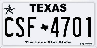TX license plate CSF4701
