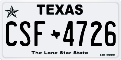 TX license plate CSF4726