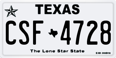 TX license plate CSF4728