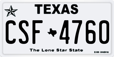 TX license plate CSF4760
