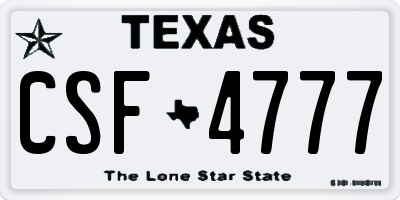 TX license plate CSF4777