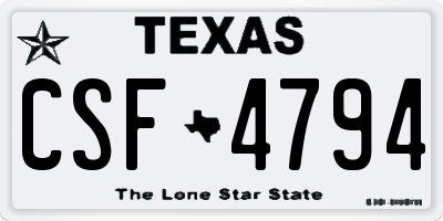 TX license plate CSF4794