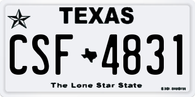TX license plate CSF4831
