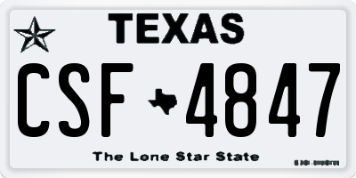 TX license plate CSF4847