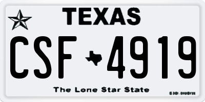 TX license plate CSF4919