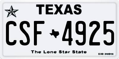 TX license plate CSF4925