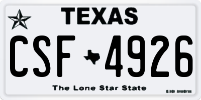 TX license plate CSF4926