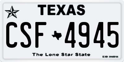 TX license plate CSF4945