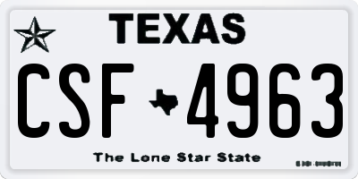 TX license plate CSF4963