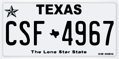 TX license plate CSF4967