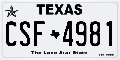 TX license plate CSF4981