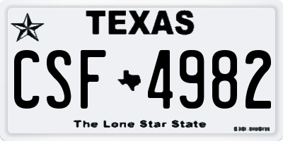 TX license plate CSF4982