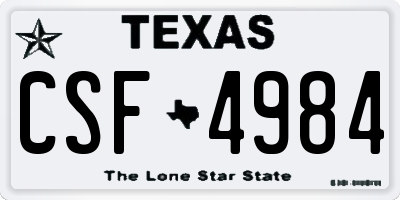 TX license plate CSF4984