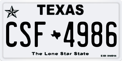 TX license plate CSF4986