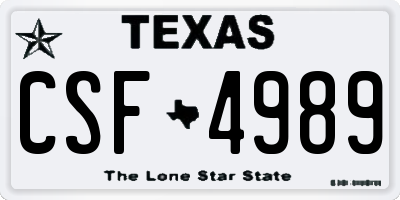 TX license plate CSF4989