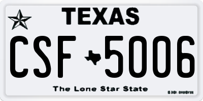 TX license plate CSF5006