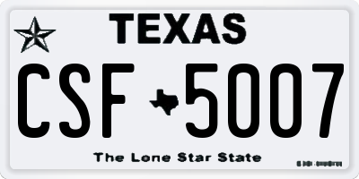TX license plate CSF5007
