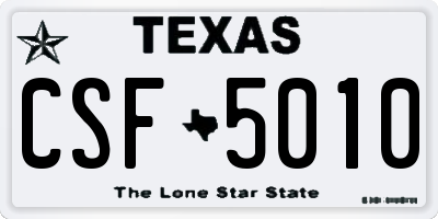 TX license plate CSF5010