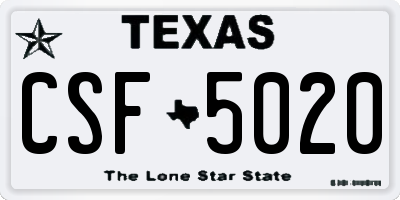 TX license plate CSF5020