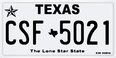 TX license plate CSF5021