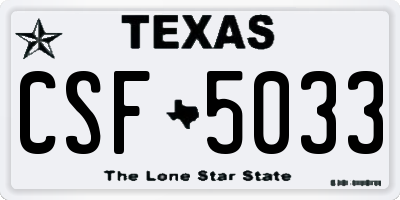 TX license plate CSF5033