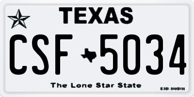 TX license plate CSF5034