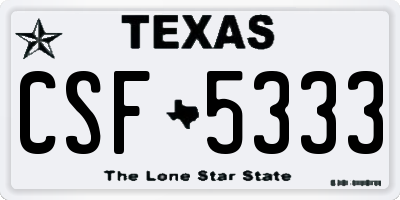 TX license plate CSF5333