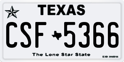 TX license plate CSF5366
