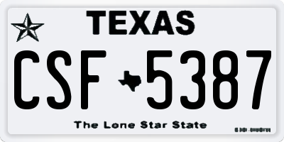 TX license plate CSF5387