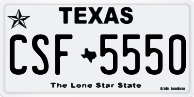 TX license plate CSF5550