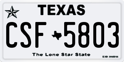 TX license plate CSF5803