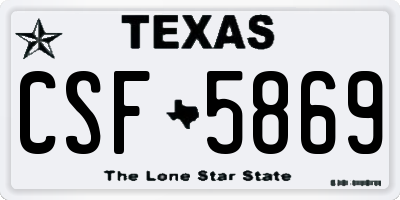 TX license plate CSF5869
