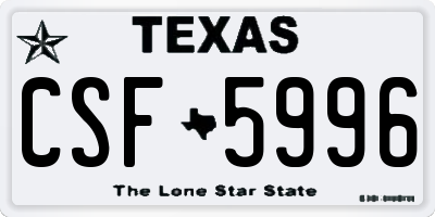 TX license plate CSF5996