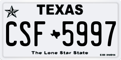 TX license plate CSF5997